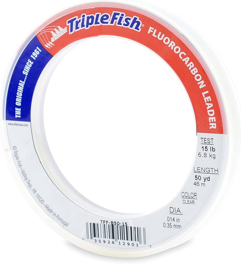 Triple Fish 100% Fluorocarbon Fishing Leader - Clear Invisible Strong and Heavy Duty Highly Abrasion Resistant, Fast Sinking Freshwater & Saltwater - Image 1